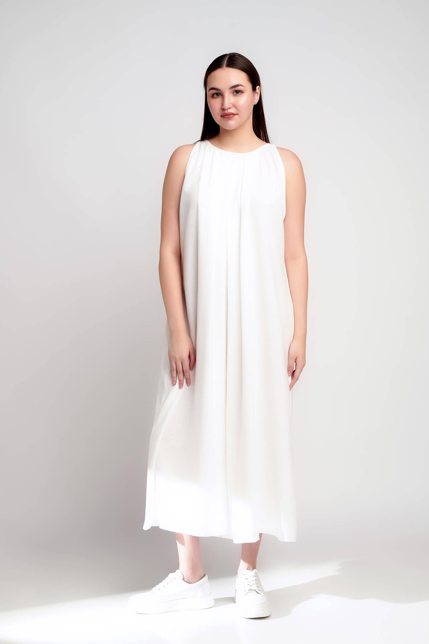 Diamond Drift white linen long dress