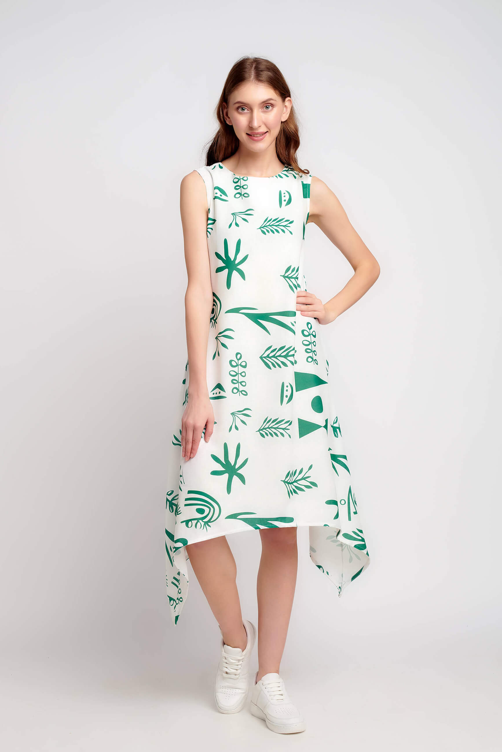 Garden Whispers Printed High-Low Dress