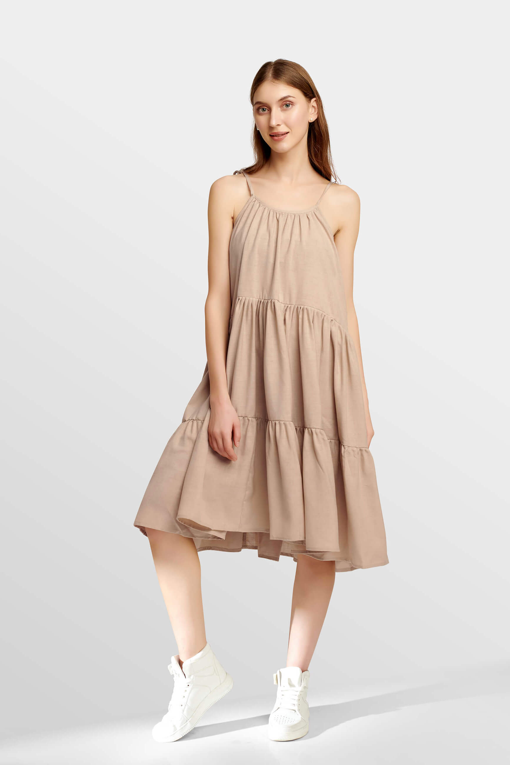 Golden Hour Gathered Midi Dress
