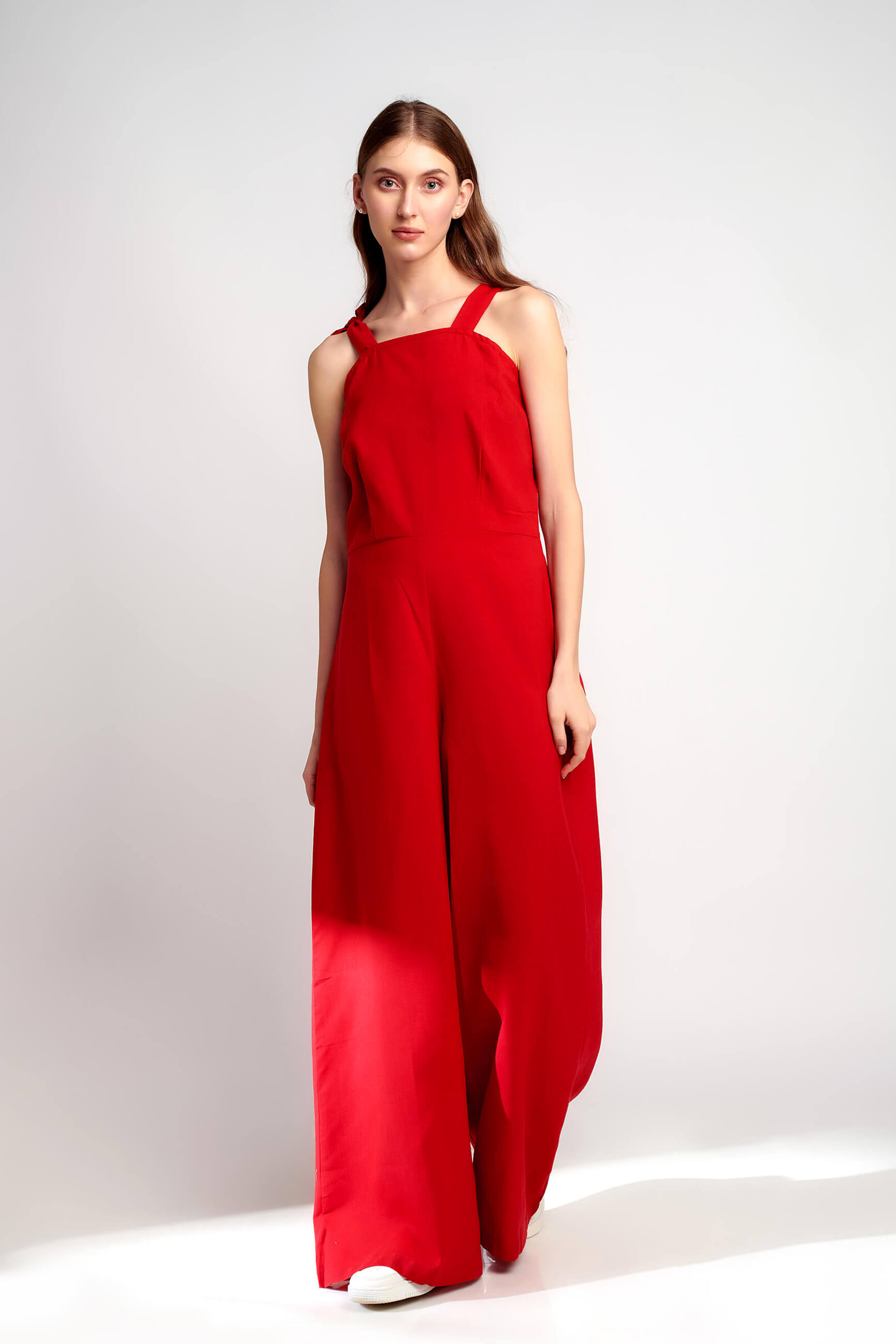 Red Velvet Fusion Linen Jumpsuit