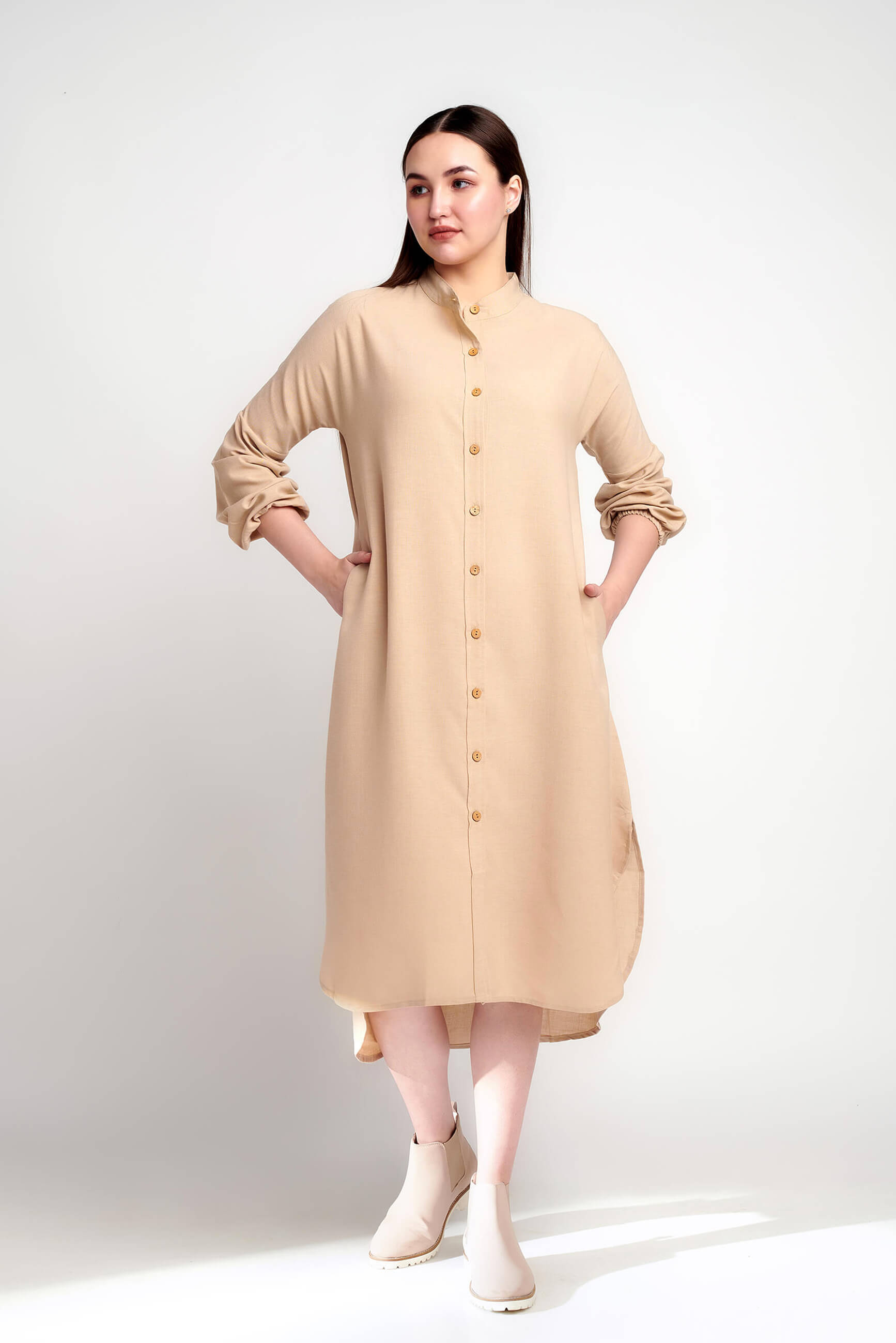 Beige Bliss Shirt Dress 