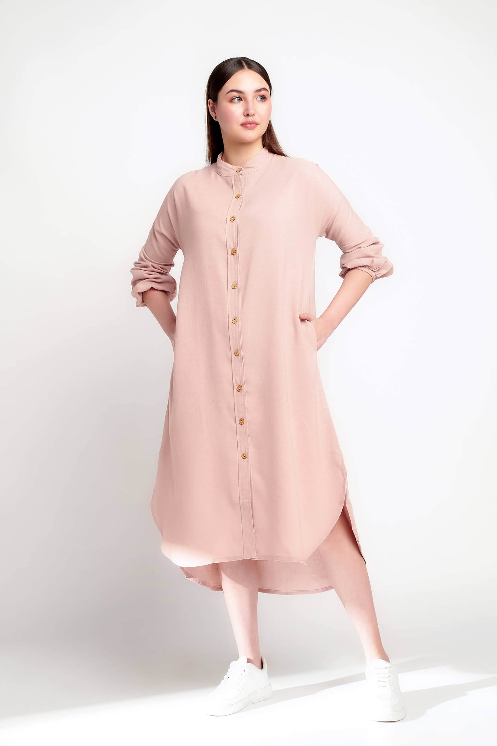 Blush Elegance Shirt Dress