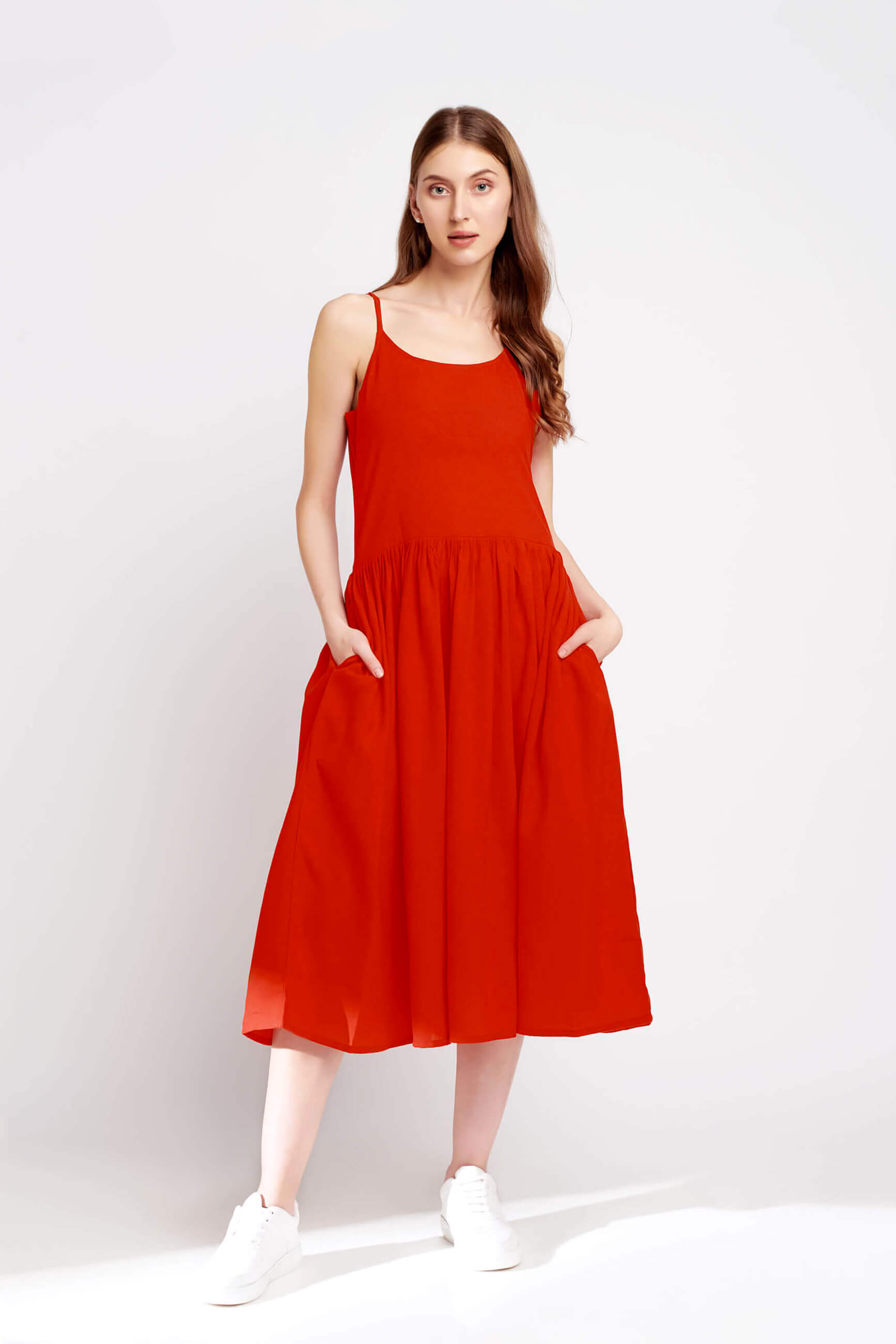 Cherry Wine Linen Sling Dress