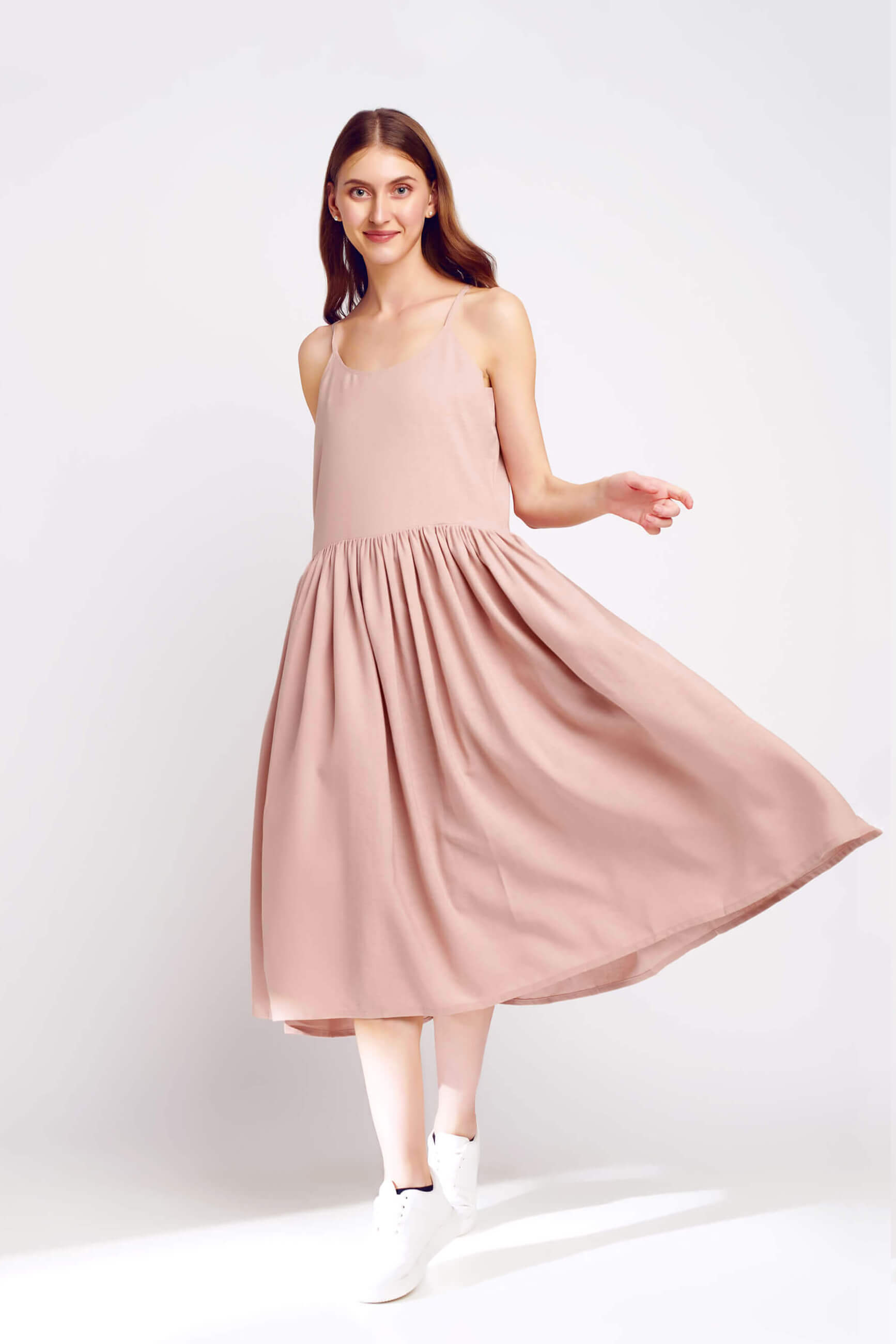 Dusty Rose Linen Sling Dress