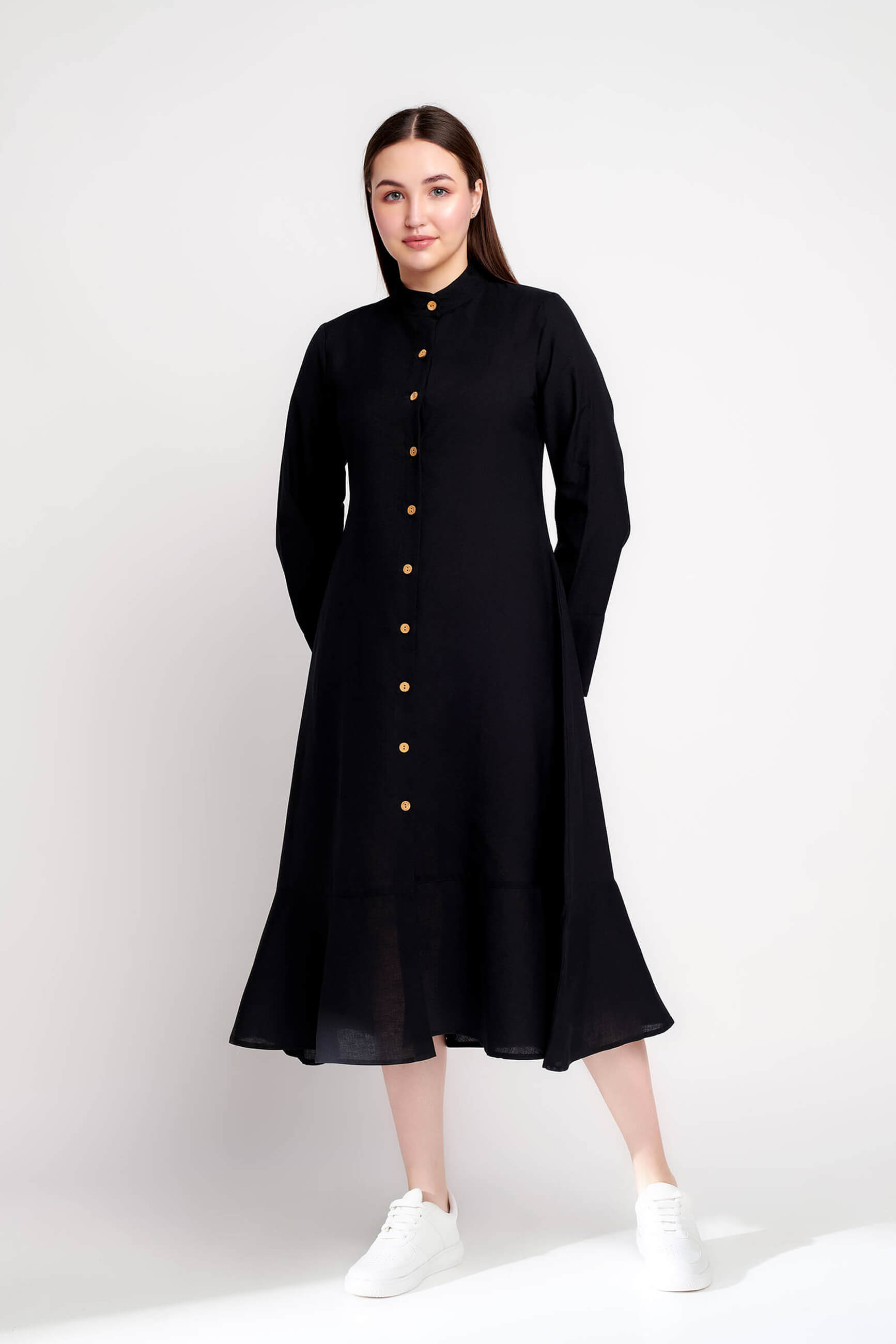 Mid night Serenity linen midi dress