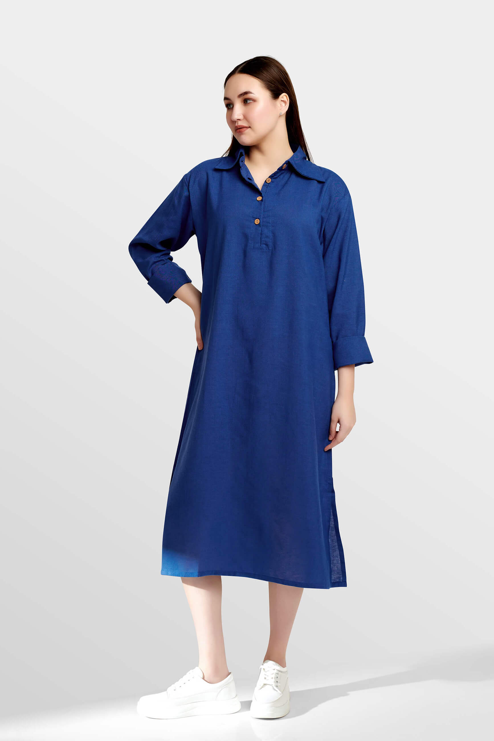 Blue Lagoon Linen Black Shirt dress