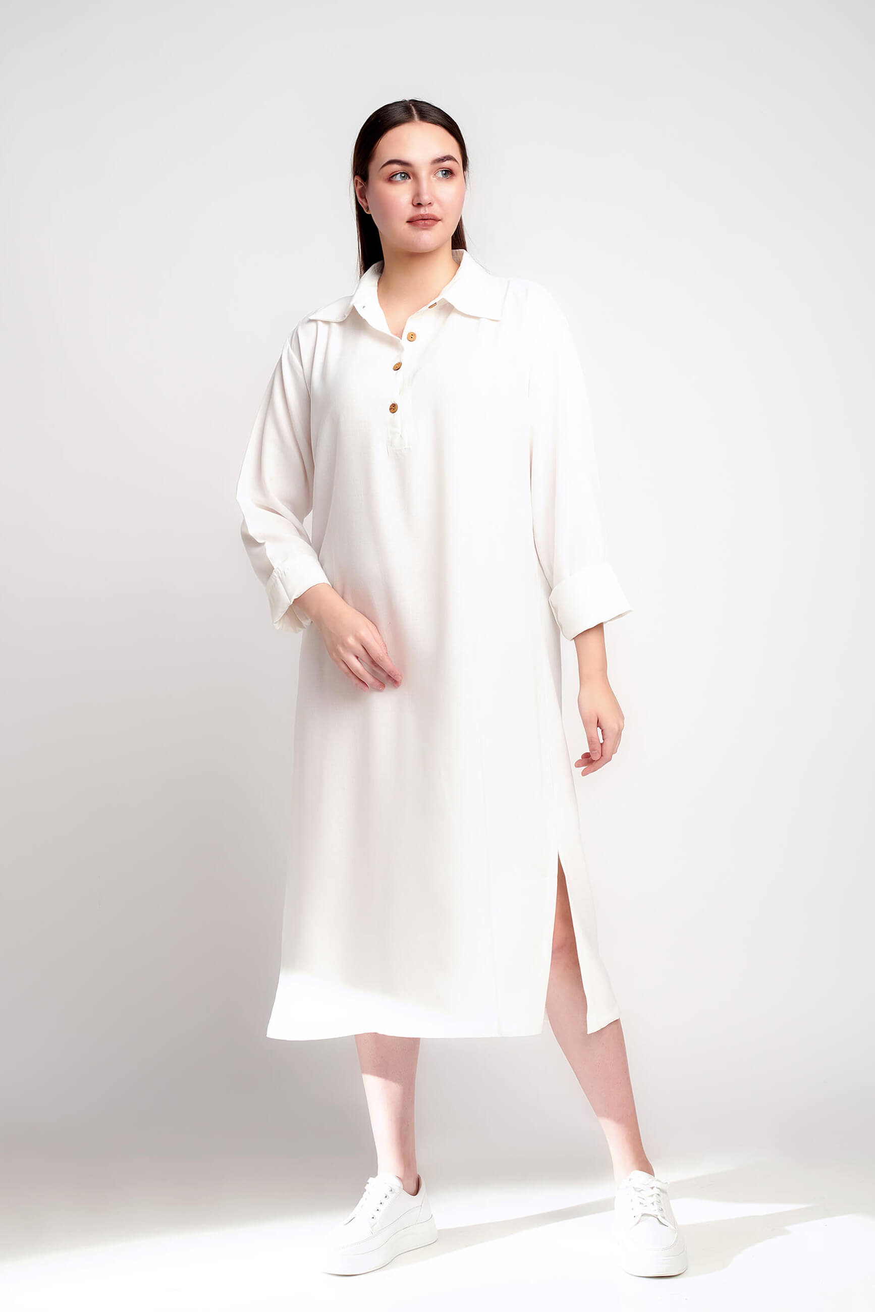Ice Queen linen white shirt dress