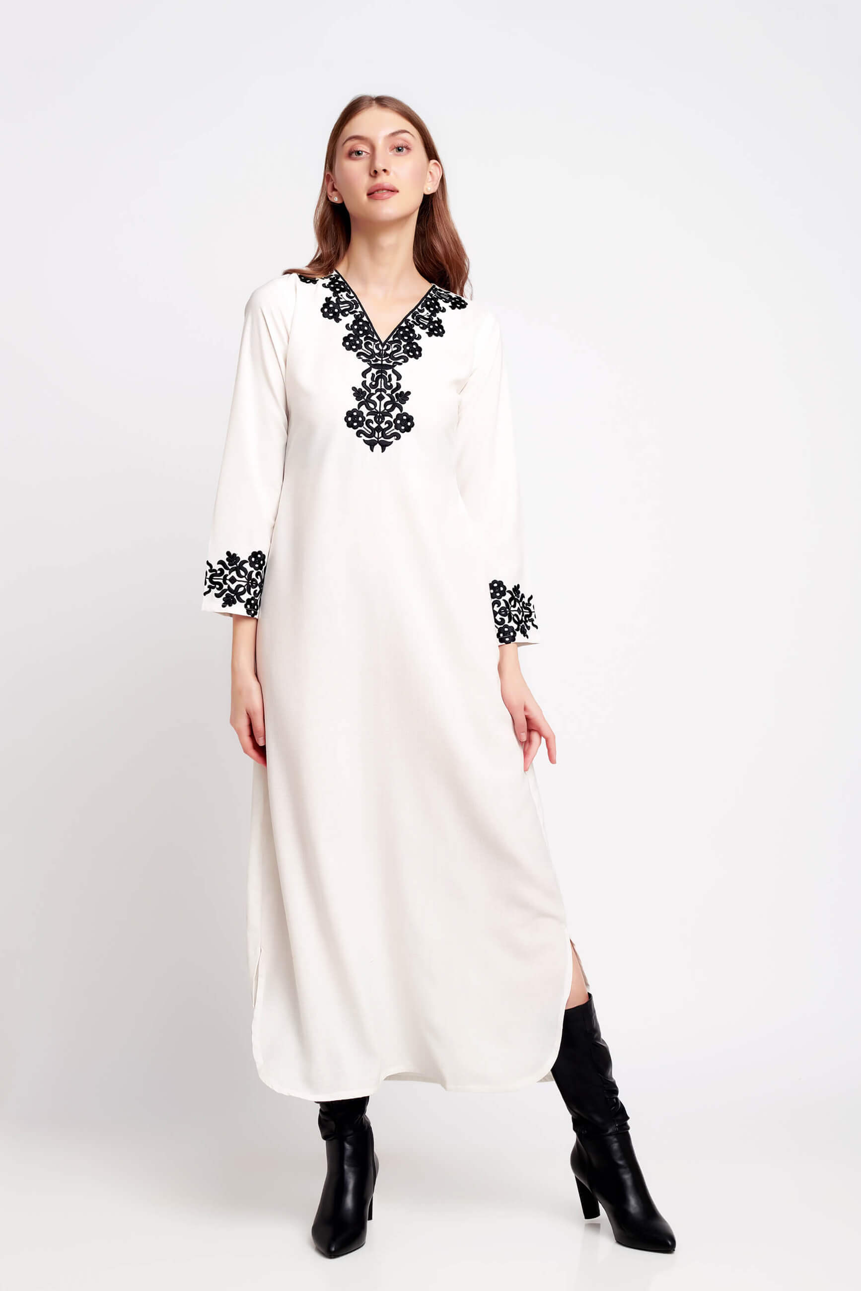 Pure Serenity A-Line Linen Full Length Dress