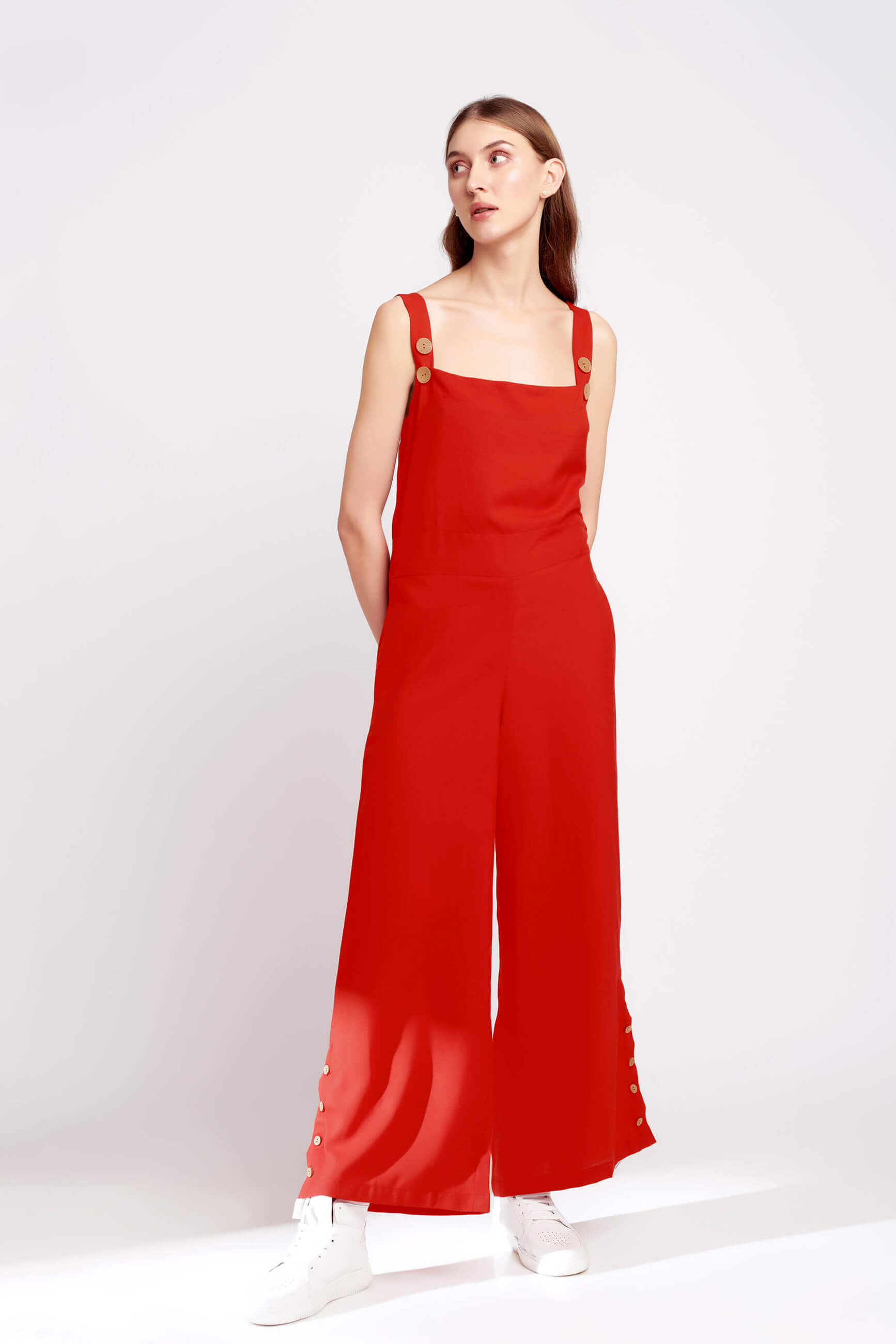 Red Wood Reverie Linen Jumpsuit 